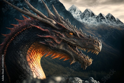 Dragon portrait illustration.