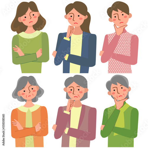 困っている表情の女性の上半身セット