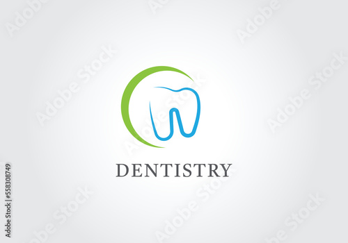 Dental Clinic Logo Tooth abstract design vector template Linear style.