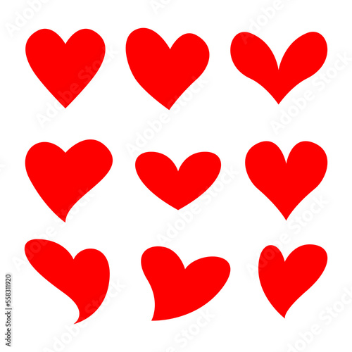 Red love vector set of different shapes