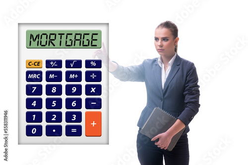 Concept of mortgage loan with calculator