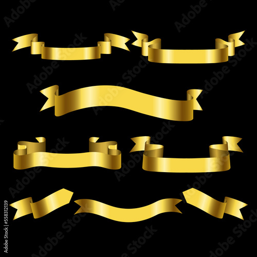 Set of golden ribbons