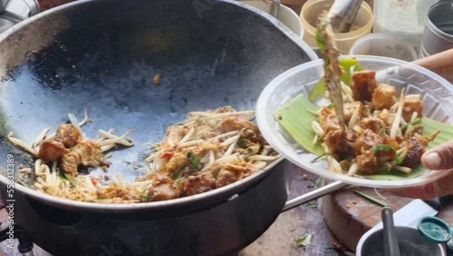 Pad Thai in hot pot on the back of Thai food