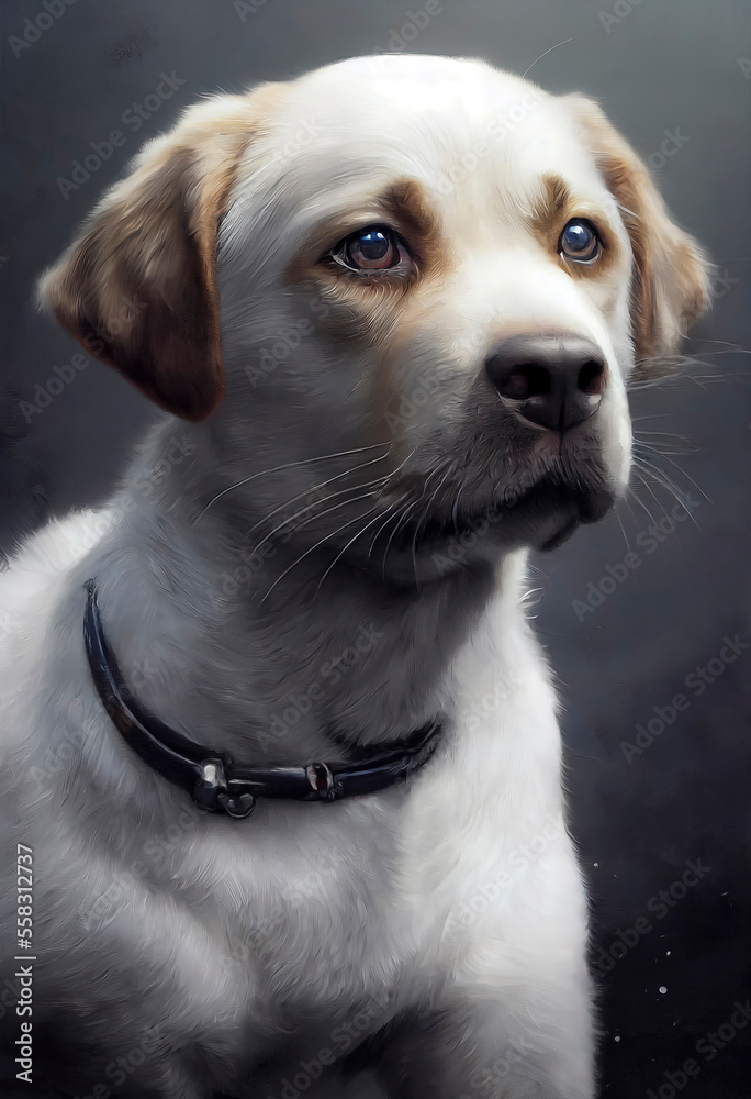 painted portrait of a Golden retriever dog painted portrait of a Golden retriever dog