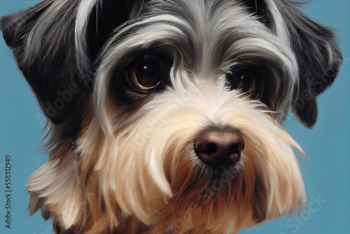 painted portrait of a schnauzer dog