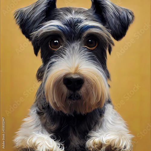 painted portrait of a schnauzer dog