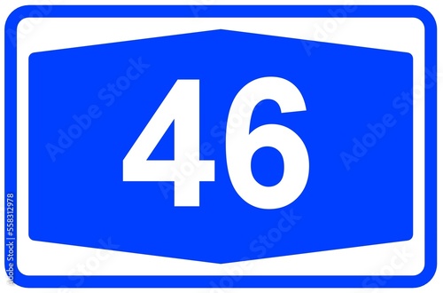 Illustration eines Autobahnschildes der Autobahn 46 in Deutschland 