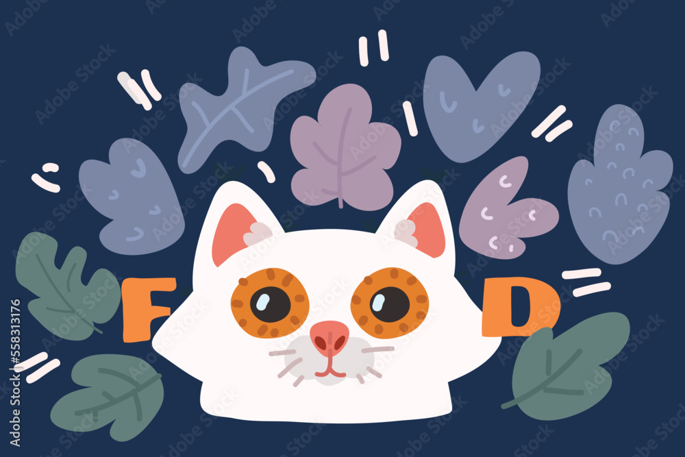 Cat food. Choosing the right diet for your cat. Pet care. Allowed and prohibited foods for a cat. Isolated on white background. Stock vector illustration Cat food. Choosing the right diet for your cat. Pet care. Allowed and prohibited foods for a cat. Isolated on white background. Stock vector illustration