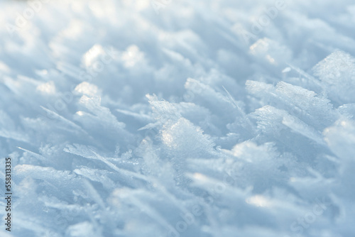 Obraz na płótnie Thin crust of ice over snow, hoarfrost. Texture or background w salonie