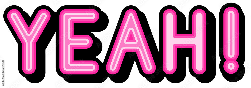 Yeah - retro lettering with shadows on a white background. Vector bright illustration in vintage pop art style. Yeah - retro lettering with shadows on a white background. Vector bright illustration in vintage pop art style.