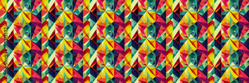 a very colorful pattern with a lot of different colors, geometric abstract art, repeating pattern, geometric, isometric