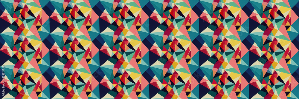a very colorful pattern with a lot of different colors, geometric abstract art, repeating pattern, geometric, isometric