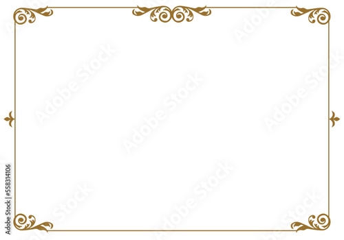 表彰状テンプレート横型,オリエンタル柄のフレーム。アンティーク、ビンテージのオーナメント、飾り罫、バックグラウンド