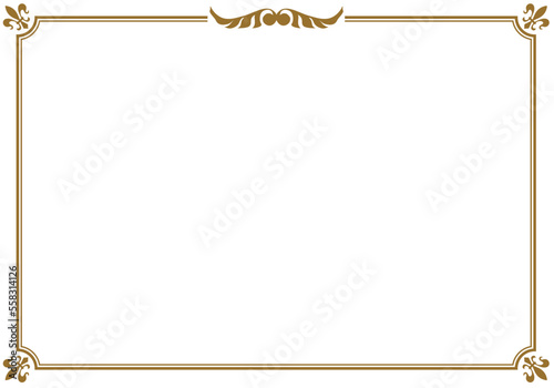 表彰状テンプレート横型,オリエンタル柄のフレーム。アンティーク、ビンテージのオーナメント、飾り罫、バックグラウンド