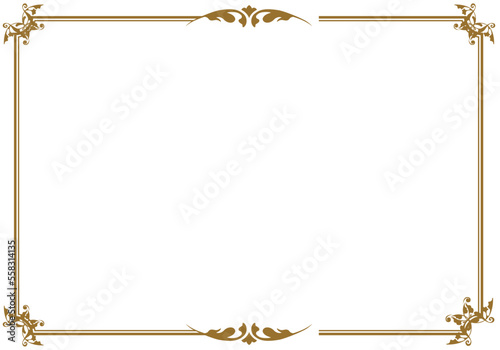 表彰状テンプレート横型,オリエンタル柄のフレーム。アンティーク、ビンテージのオーナメント、飾り罫、バックグラウンド