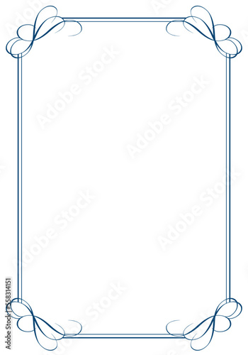 表彰状テンプレート縦型,オリエンタル柄のフレーム。アンティーク、ビンテージのオーナメント、飾り罫、バックグラウンド