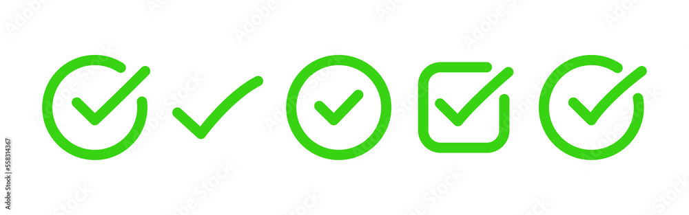 Set of simple checklist icon in round and rectangle shape for design element Set of simple checklist icon in round and rectangle shape for design element