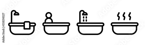 Set of bathtub icon in simple style