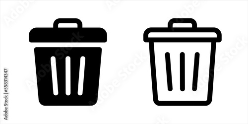 Simple trash or delete icon design in stroke line and shape
