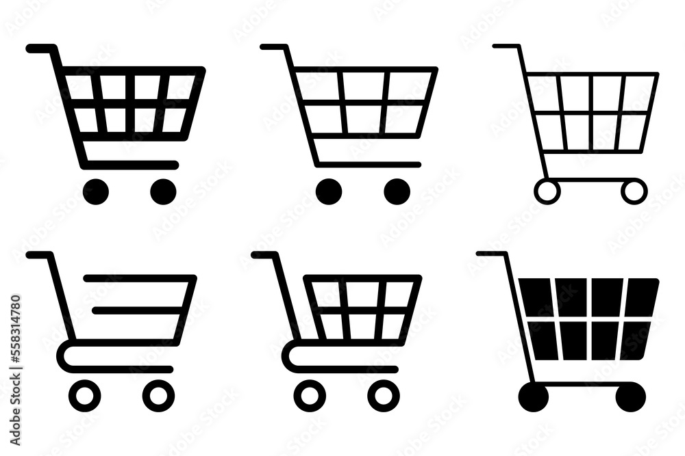 Shopping cart icon set transparent png. Add to cart icon, sign isolated. E-commerce shopping cart. Online market.