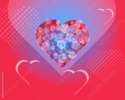 Illustration of love and valentine's day with sparkles like diamonds there