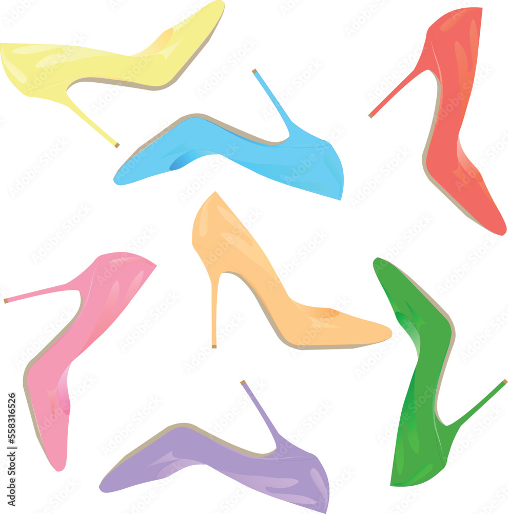 Obraz premium The print multi-colored shoes with heels