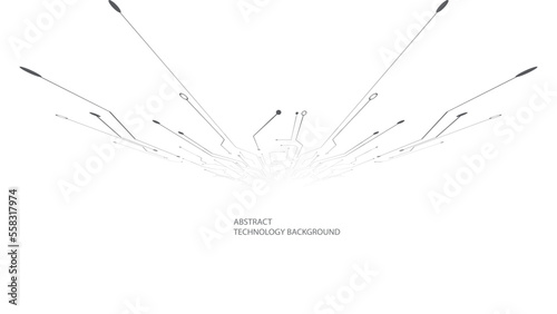 Gray and white technology background image Line design for communication connections in digital systems Hi-tech technology pattern