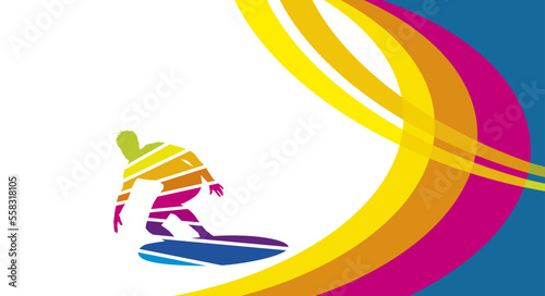 Surfing sport graphic for use as a template for flyer or for use in web design.