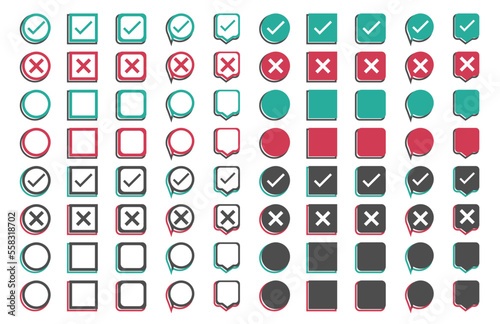 Big collection of tick and cross icons. Yes or no symbol set