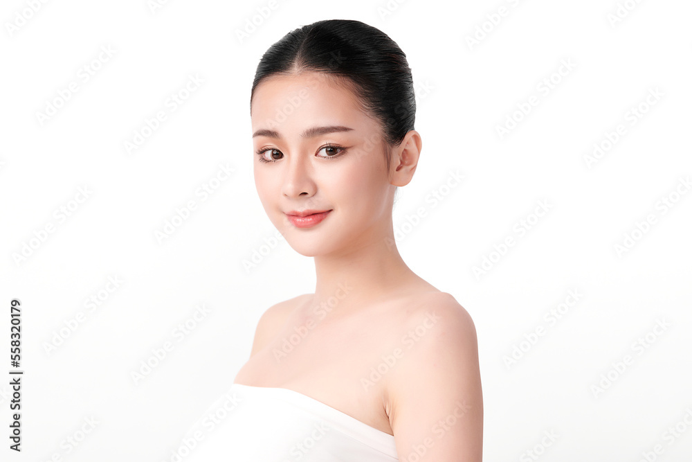 Beautiful young asian woman with clean fresh skin on white background, Face care, Facial treatment, Cosmetology, beauty and spa, Asian women portrait. Beautiful young asian woman with clean fresh skin on white background, Face care, Facial treatment, Cosmetology, beauty and spa, Asian women portrait.