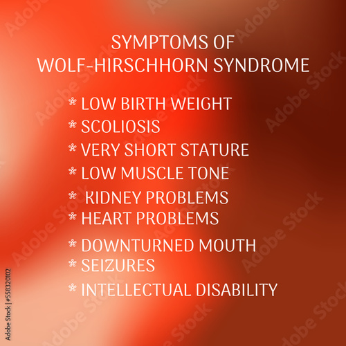 symptoms of Wolf-Hirschhorn Syndrome.  Vector illustration for medical journal or brochure. 
