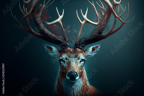 Noble forest deer, AI generation