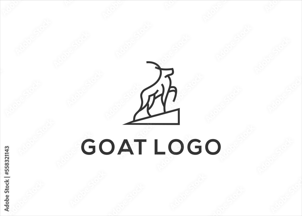 goat ram ibex icon line outline logo design vector