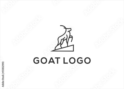 goat ram ibex icon line outline logo design vector © wikkie