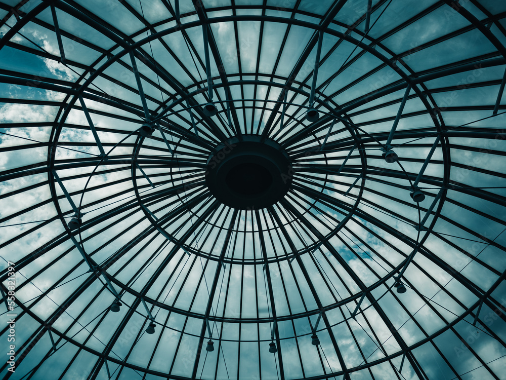 glass dome of the roof of a building