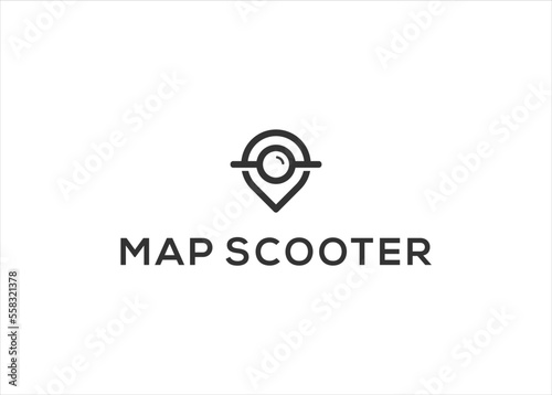 Free Download Scooter and map location icon Vector illustration. Fast delivery logo design - GFXLoad