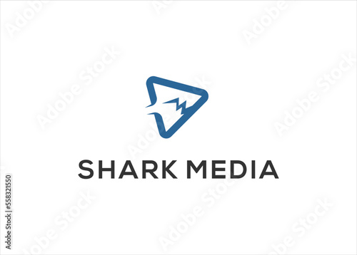 Free Download shark media play logo design vector illustration template - GFXLoad