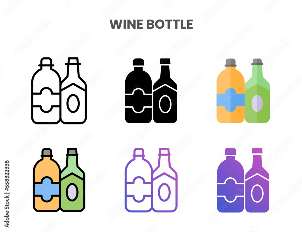 Wine Bottle icons vector illustration set line, flat, glyph, outline color gradient. Great for web, app, presentation and more. Editable stroke and pixel perfect. Wine Bottle icons vector illustration set line, flat, glyph, outline color gradient. Great for web, app, presentation and more. Editable stroke and pixel perfect.