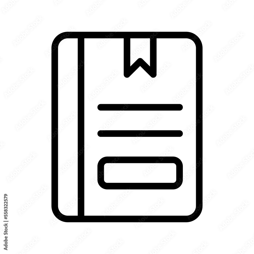Illustration vector graphic icon of Notebook. Line style icon. Vector illustration isolated on white background. Perfect for website or application design. Illustration vector graphic icon of Notebook. Line style icon. Vector illustration isolated on white background. Perfect for website or application design.