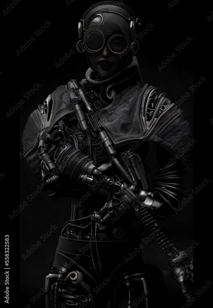 Generative AI : Futuristic Cyborg Soldiers with biomechanical body enhancements Generative AI : Futuristic Cyborg Soldiers with biomechanical body enhancements