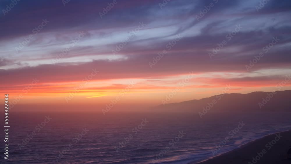 Timelapse crimson sunset at Malibu beach Timelapse crimson sunset at Malibu beach