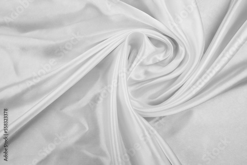 White cloth background abstract with soft waves, closeup texture of cloth