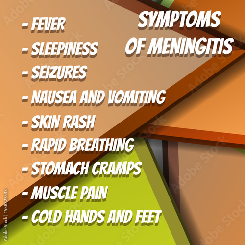 Symptoms of Meningitis.  Vector illustration for medical journal or brochure. 