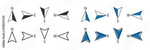 Different Isolated North East South West Compass Icon Illustrations