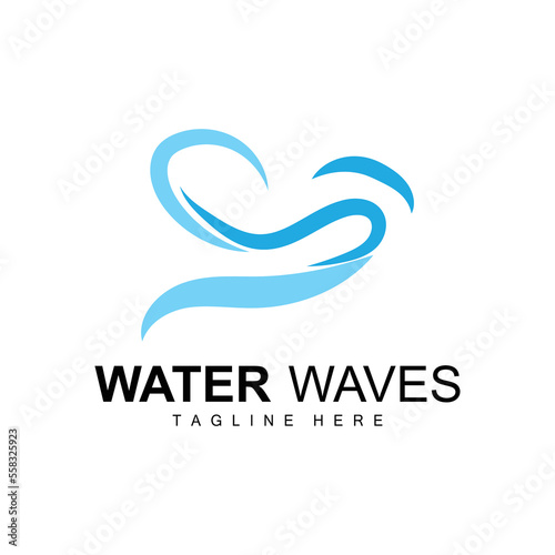 Water Wave Logo, Deep Sea Vector, Maritime Background Template Design