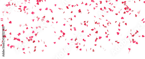 Falling red and pink hearts isolated on transparent background. Valentine   s day design. 3D rendering