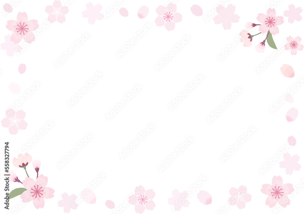 綺麗でかわいい桜のフレーム（透過）
