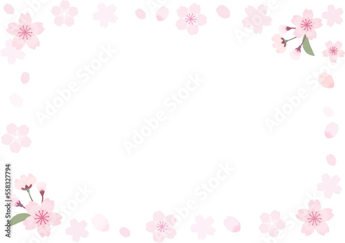 綺麗でかわいい桜のフレーム（透過）