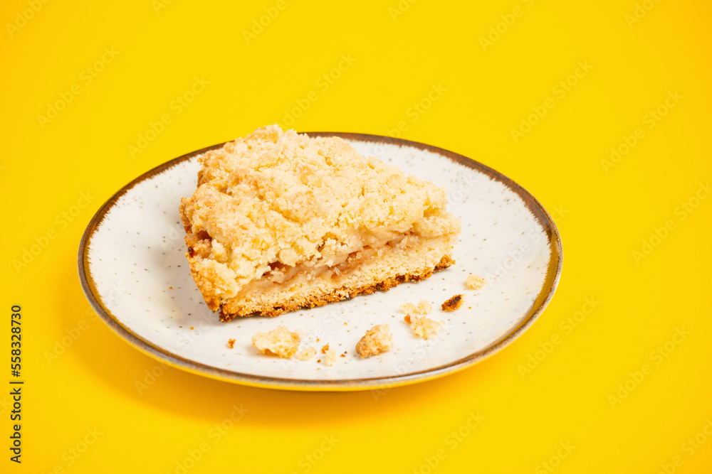 fruity shortcrust pastry pie on yellow background