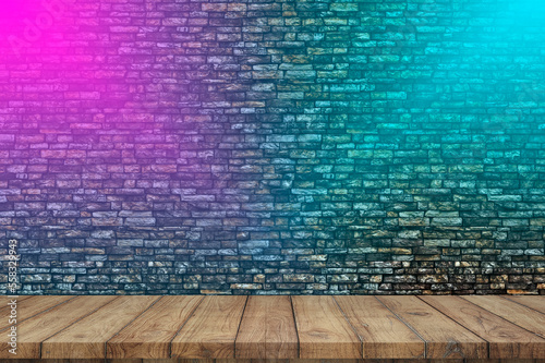 Brick wall, background, neon light 